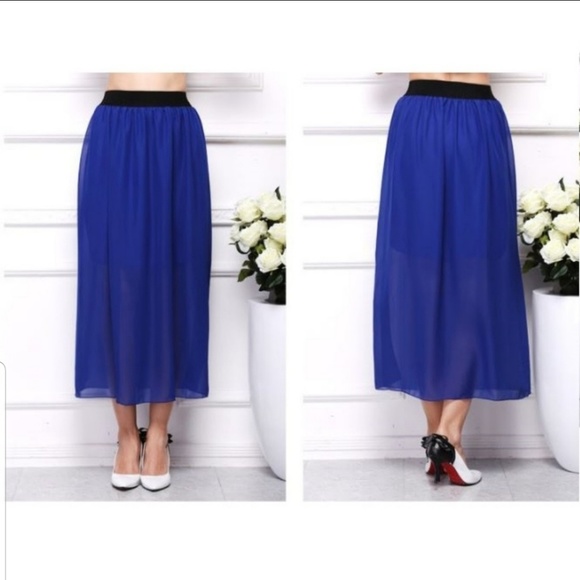 Special Edition Cotton Chiffon Long Skirt-Mimi Blue